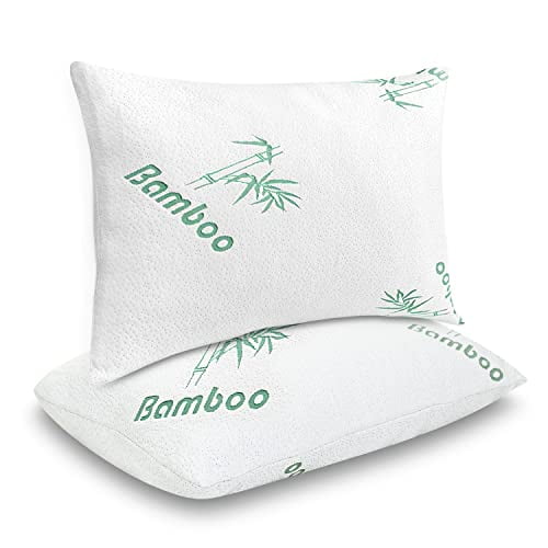 Memory Foam Pillows Queen Size Set of 2 - Cooling Bed Pillows for Sleeping for Back, Stomach and Side Sleeper - Firm Luxury Extra Comfy Cool Shredded Memory Foam 2 Pack Queen Pillows Sets