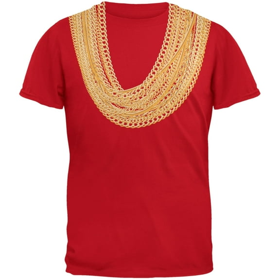 Gold Chains Red Adult T-Shirt - 2X-Large