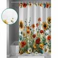 thumbnail image 3 of Spring Floral Shower Curtains for Bathroom Waterproof Fabric Bath Curtains Decor Bath Tub Curtain Summer Sunflower Botanical Decorative Shower Curtain Sets with 12 Hooks, 72x72 Inch, 3 of 6