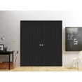 thumbnail image 3 of Sliding Closet Double Bi-fold Doors 72 x 84 inches | Mela 7001 Painted Black | Sturdy Tracks Moldings Trims Hardware Set | Wood Solid Bedroom Wardrobe Doors, 3 of 5