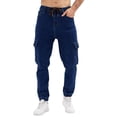 thumbnail image 6 of YABCSAZ Mens Cargo Jeans Denim Work Pants Multi Pocket Utility Jeans Joggers Elastic Waist Loose Fit Relaxed Carpenter Jeans Straight Leg Streetwear Trousers for Men Outdoor Casual, 6 of 8