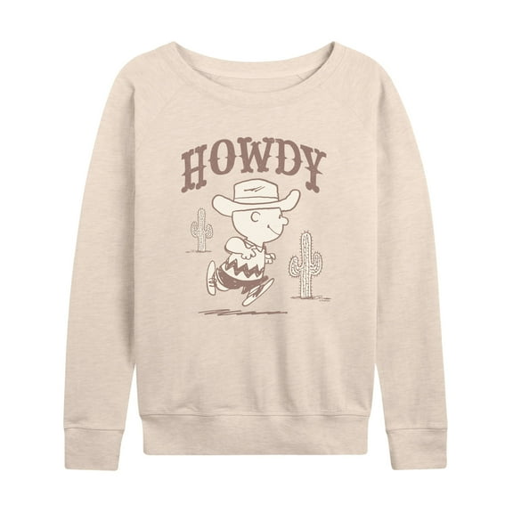 Peanuts - Howdy Charlie Brown-Women's French Terry Long Sleeve Shirt