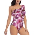 thumbnail image 3 of Pofeuu Orchids Flowers Print Women's One Piece Swimsuits One Shoulder Swimwear Asymmetric Ruffle Monokinis Bathing Suits-X-Large, 3 of 6