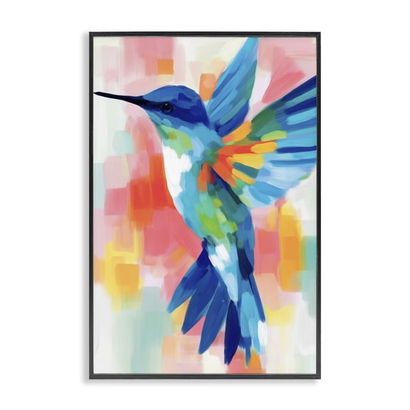Stupell Industries Contemporary Blue Hummingbird in Flight Black Framed Giclee Art, 12 x 18, by Chromatic Storm Studio