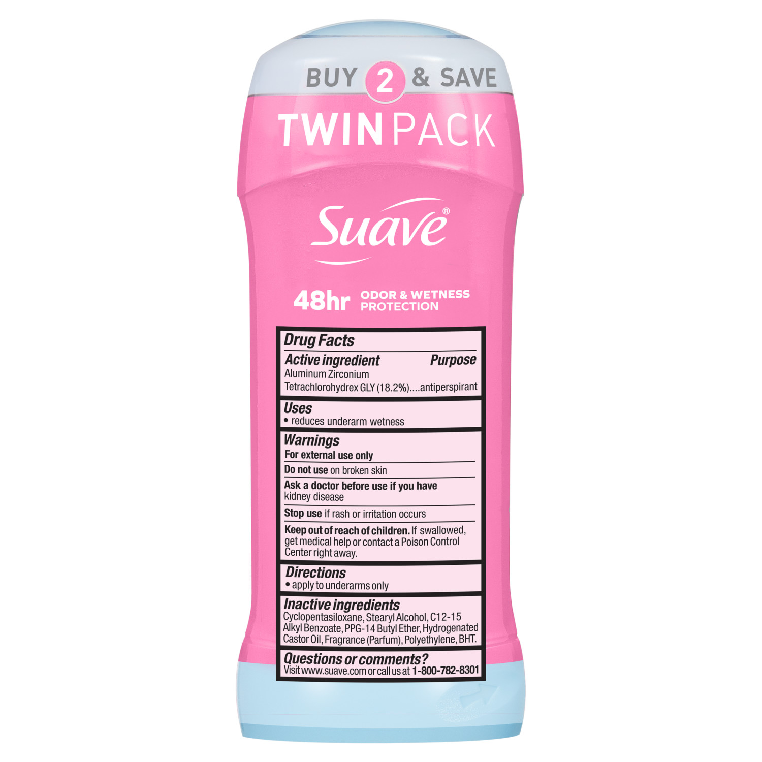 Suave Antitranspirante y Desodorante para Mujer, Protección de 48 Horas, Powder, 2.6 oz, Paquete Doble 6