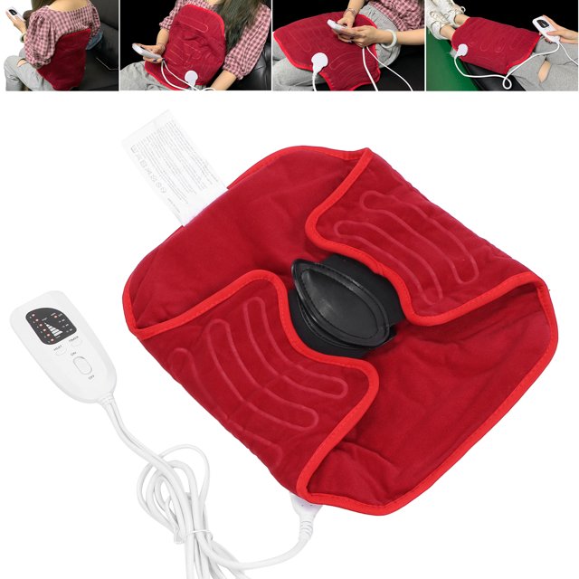 Ceinture Chauffante à Compresses Chaudes, Coussin Chauffant Électrique Ajustable Ceinture Chauffante à Compresses Chaudes Rouge Vin