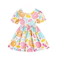 thumbnail image 2 of WERYOUNG Toddler Girls Dresses Short Sleeve Crewneck Cartoon Prints Holiday Dress Dance Party Dresses Trendy Sundress 9-12 Months, 2 of 6