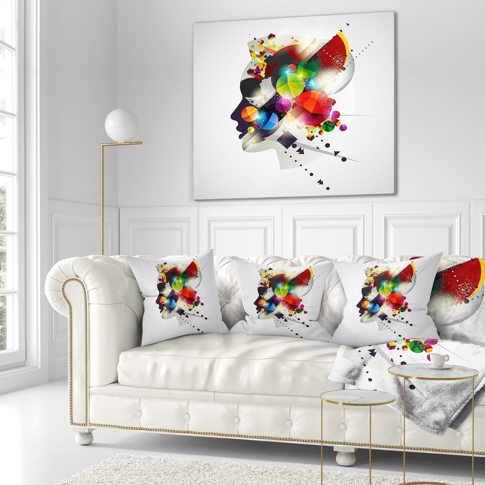 Designart Woman Abstract Profile - Abstract Throw Pillow - 18x18