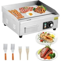 2025 New Electric Countertop Griddle, 1600W Commercial Flat Top Grill with Adjustable Temp Control, Stainless Steel Non-Stick Teppanyaki Griddle for Restaurant Kitchen, 110V (No Plug)
