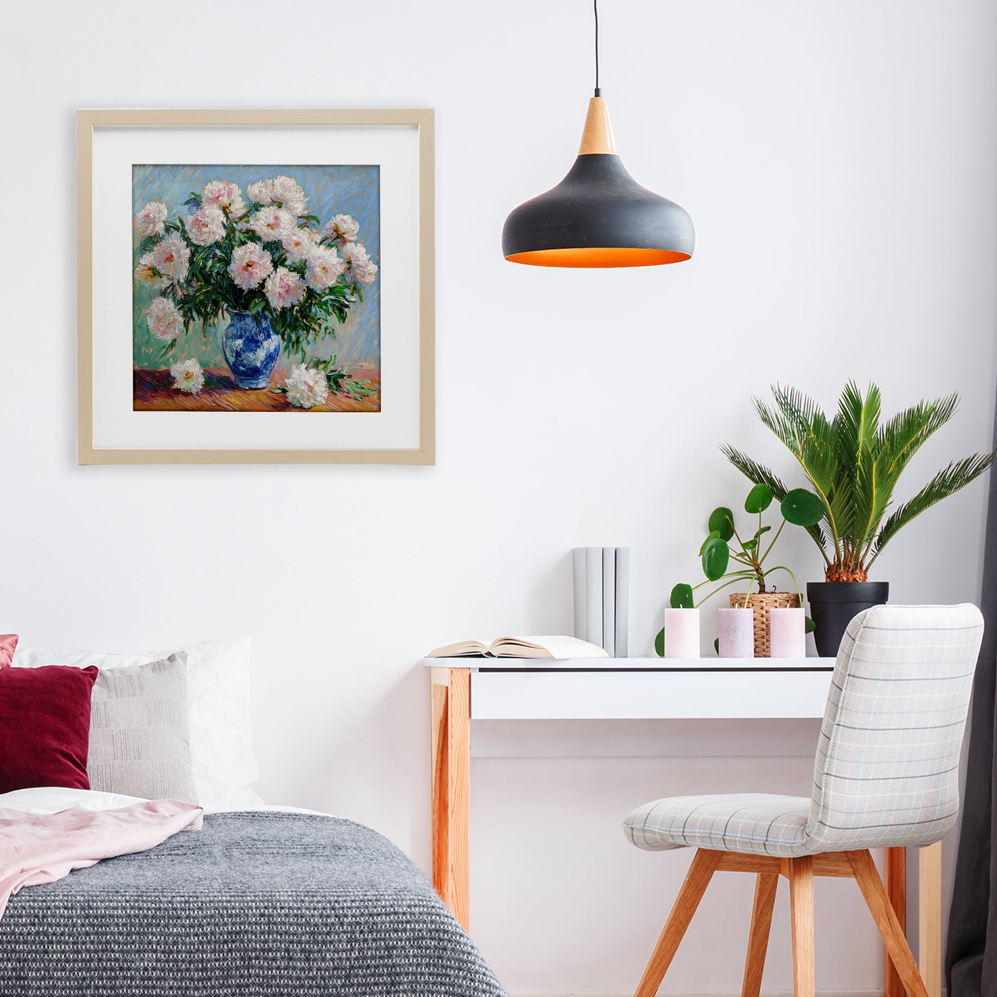Stupell Industries Peonies in Blue Vase Birch Framed Print Under Glass, design by Tina LeCour