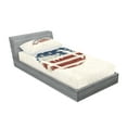 thumbnail image 2 of Ambesonne Vintage Fitted Sheet & Pillow Sham Set, American Flag Football, Twinxl, Cream Blue Red, 2 of 2