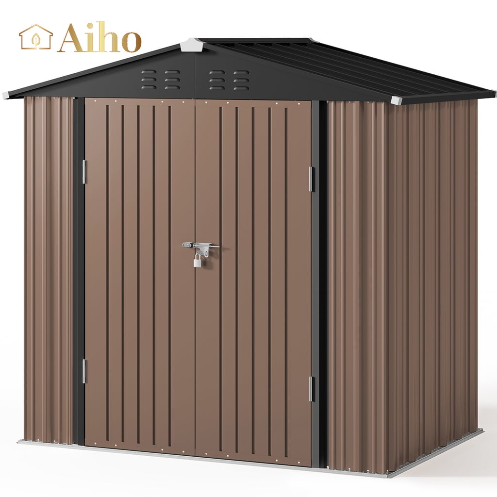 Aiho 6'x4' Outdoor Storage Shed with Metal Base Frame, Air