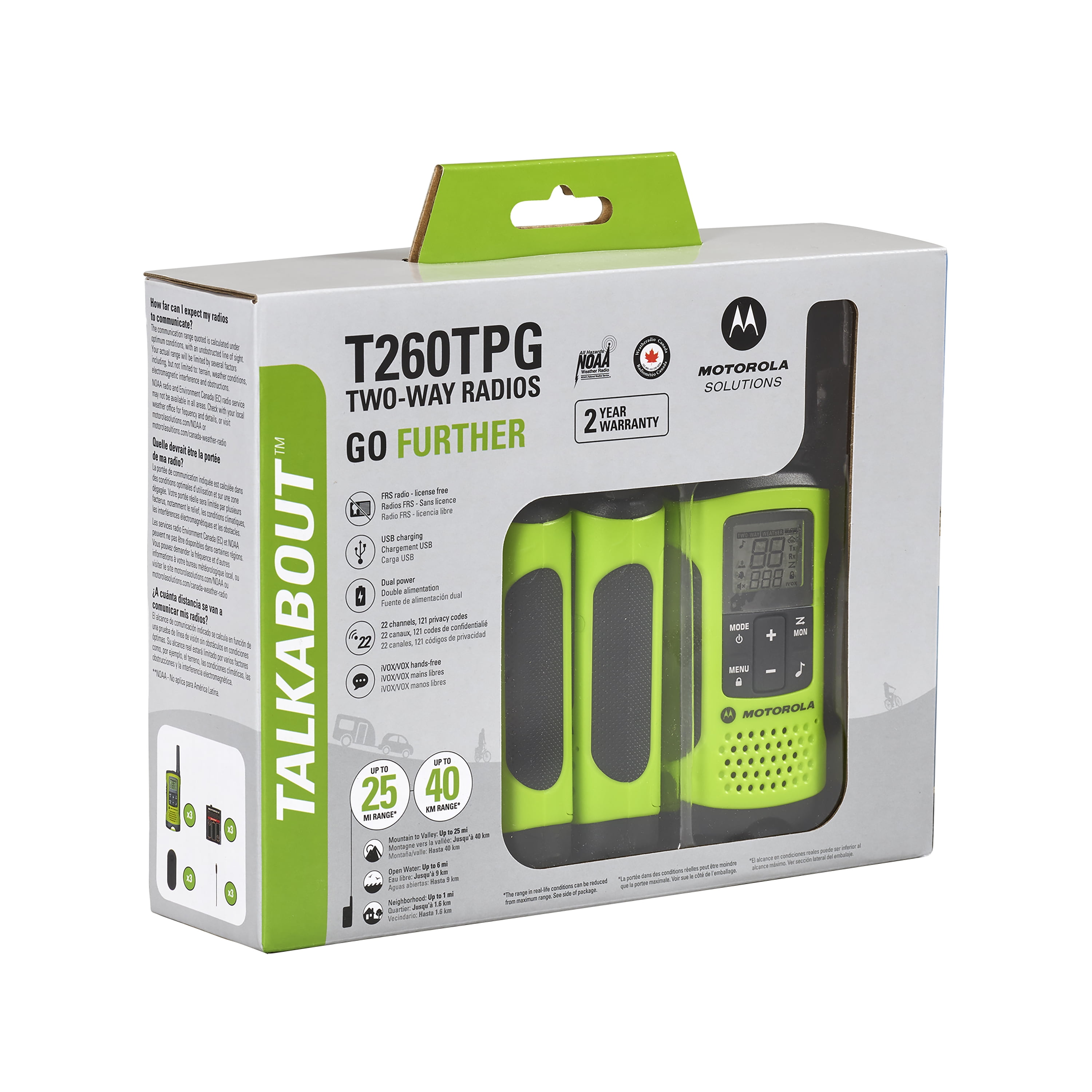Motorola Talkabout T260TPG Radios Verdes Paquete 3 Chile Ubuy