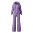 thumbnail image 5 of Teuyenhk Women's 2 Piece Sweatsuits Fall Fleece Lined Matching Lounge Sets Zip Up Hoodies Drawstring Straight Leg Pants Airport Travel Track Suits, 5 of 7