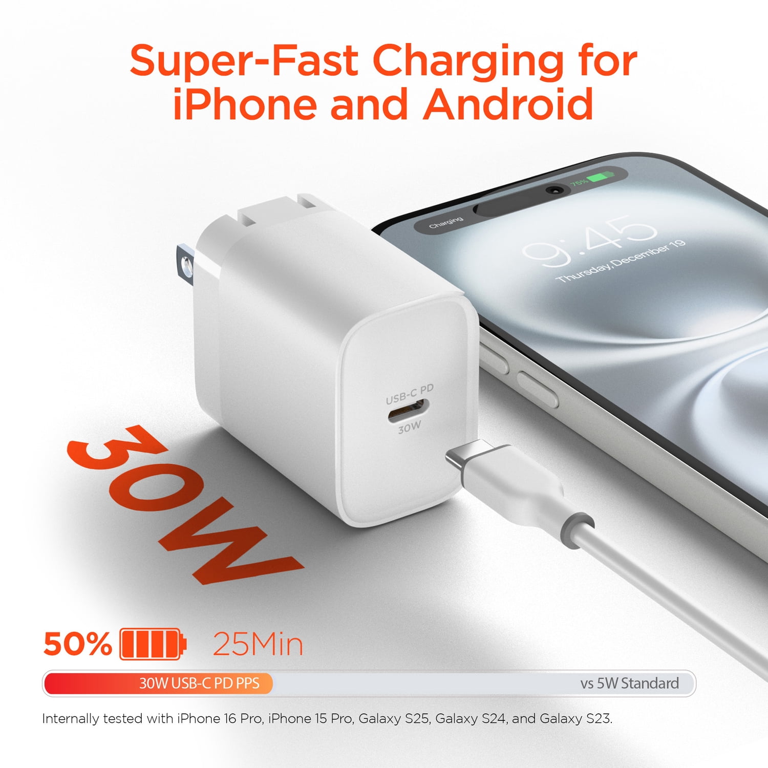 HyperGear 30-Watt USB-C PD Fast Wall Charger with PPS