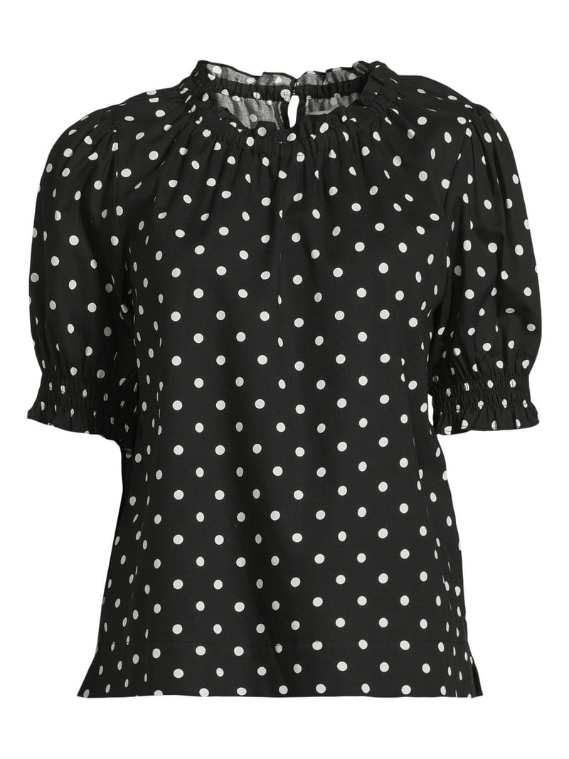 Free Assembly women's Ruffle Polka Dot Top XS-XXL - Walmart.com
