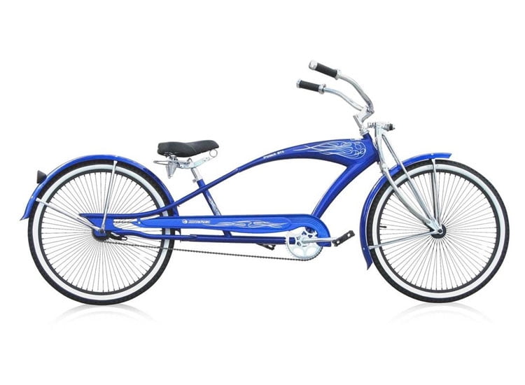 FastTackle F4 Lowrider Bicycle, Blue, Retro Cruiser, Hi-Ten Steel