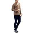 thumbnail image 3 of CVLIFE Men Coat Shawl Collar Outwear Long Sleeve Cardigan Sweater Ribbed V Neck Jacket Open Front Brown XL, 3 of 4