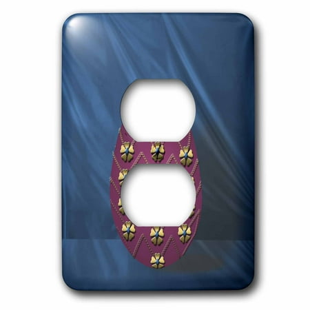 Curtain Outlet Factory 3dRose Picturing Elegant Faberge® egg ready for Easter morning.. Jeweled maroon egg on a teal curtain - 2 Plug Outlet Cover (lsp_44025_6) ()