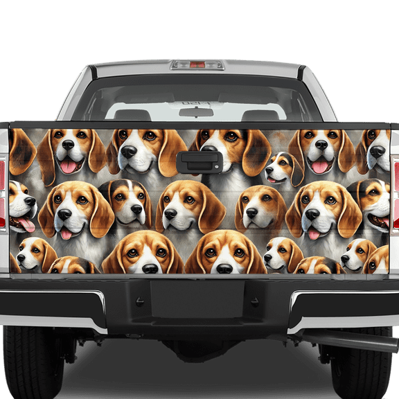Lotusprinthandmade A Bunch Of Beagle For Lovers Graphic Decal Tailgate Wrap 2 Sizes (24"x58")