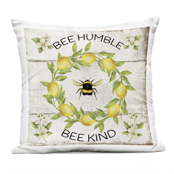 Stupell Industries - Bee Humble & Kind Rustic Outdoor Pillow 18" x 18" by Creatif Belle