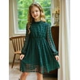 thumbnail image 3 of Oudiya Girls Swiss Dot Dresses Flared Sleeve Ruffle Collar Casual Party Dresses for Kids 5-13Y, 3 of 6