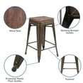 thumbnail image 4 of Merrick Lane 24 Inch Tall Stackable Green Metal Bar Counter Stool With Textured Elm Wood Seat In Set Of 4, 4 of 15