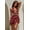 Butterfly printing, variant on Women's Burgundy Butterfly Print Halter Romper Deep V Gold Beaded Waistband Ruffle Layered Short Jumpsuit