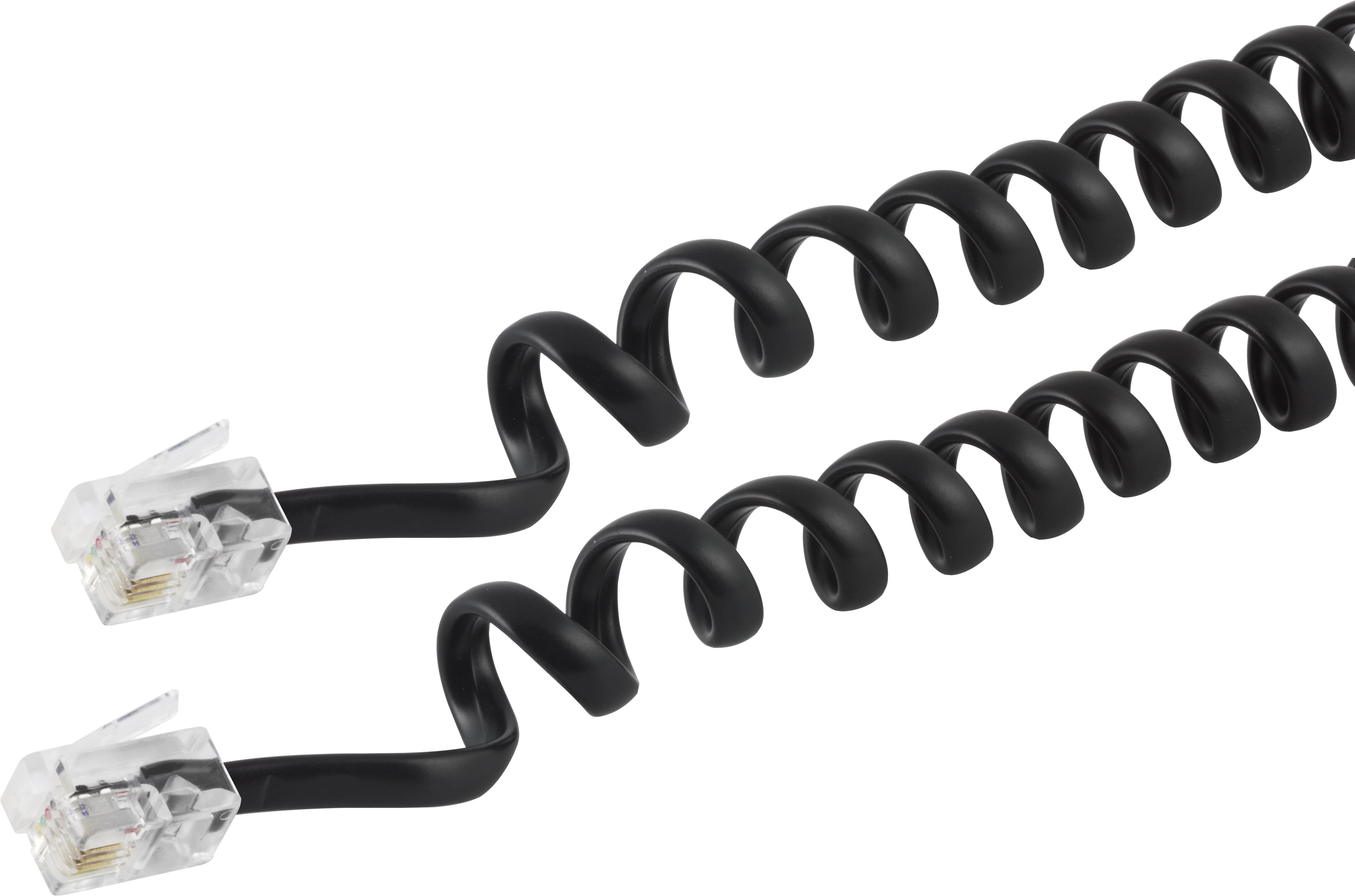 onn Coiled Phone Line Cord for a Landline Phone, 15'