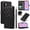 Black, variant on For Samsung Galaxy A37 5G Wallet Grid Texture Magnetic Flip Cover Card Holder & Bills Slot, Soft PU Leather Magnetic For Women Wallet Case With Detachable Shoulder Strap And Wrist Strap,Beige
