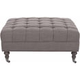 thumbnail image 2 of SAFAVIEH Clark Classic Glam Tufted Cocktail Ottoman w/ Casters, Charcoal Brown, 2 of 4