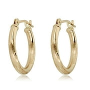 AVORA 10K Yellow Gold Satin Finish Diamond Cut 16mm Hoop Earrings