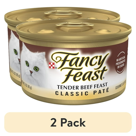 (2 pack) Purina Fancy Feast Classic Pate Cat Food, Tender Beef Feast, 3 oz Can