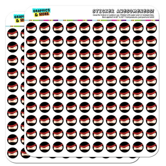 Ninja Face Head 1/2" (0.5") Scrapbooking Crafting Stickers