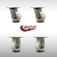 thumbnail image 2 of 4 Inch 316 Stainless Steel Nylon Caster Set w/Roller Bearings 2 Swvl 2 Rigid SCC, 2 of 2