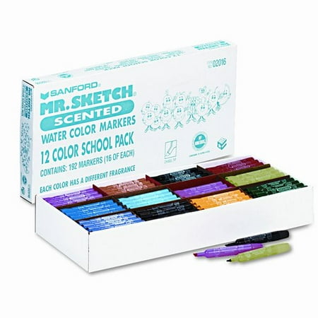Mr. Sketch Scented Watercolor Markers, 12 Colors, 192-Pack