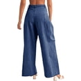 thumbnail image 4 of Loose Women High Waist Casual Jeans Boyfriend Wide Leg Side Pleat Denim Trousers, 4 of 5