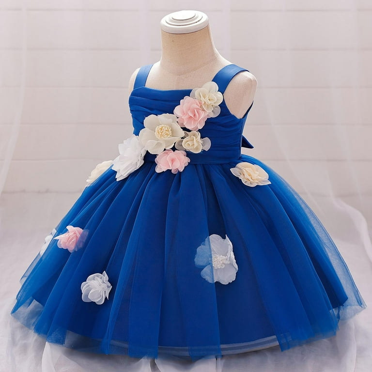 Teajopsuu Toddler Baby Girls Princess Dresses Christening Dress Sleeveless Suspender 3D Flower Tulle Dress Wedding Birthday Pageant Tutu Gown A-Blue, Teajopsuu Toddler Baby Girls Princess Dresses Christening Dress Sleeveless Suspender 3D Flower Tulle Dress Wedding Birthday Pageant Tutu Gown A-Blue,