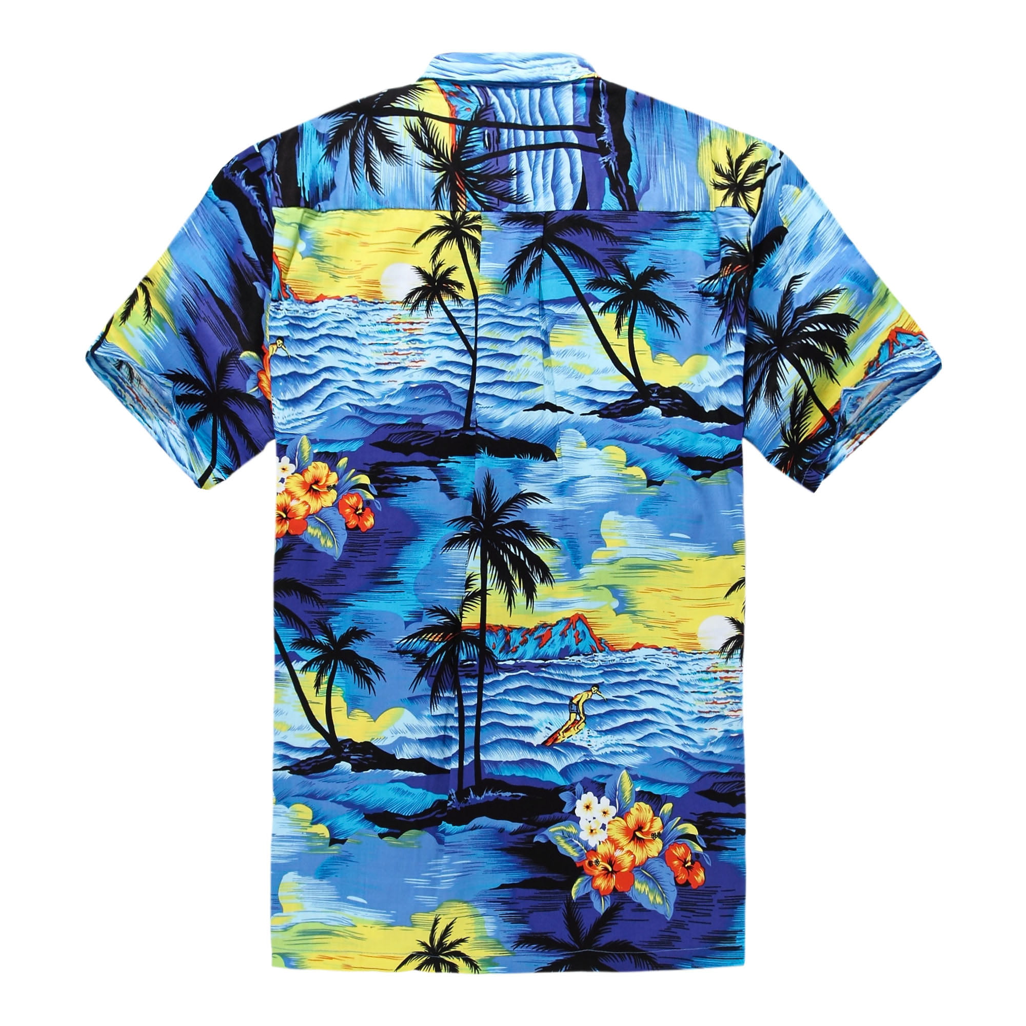Matching Father Son Hawaiian Luau Outfit Men Shirt Boy Shirt Shorts Sunset Blue 