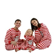 Matching Family Christmas Pajamas Set, Striped Plaid long sleeve,Classic Santa Stripes Printing Long Sleeve Top + Elastic Waist Pants Set