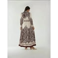 thumbnail image 5 of Printed Long Sleeve Maxi Dress with Belt, 5 of 7