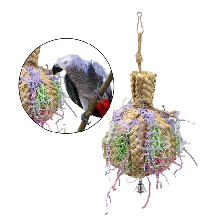 Bird Chewing Toys Foraging Shredder Toy Parrot Cage Multicolored Natural Rattan Parrot Chewing Toy for Macaws, African Grey and Parrots