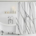 thumbnail image 4 of Marble White Waterproof Fabric Shower Curtain, Ombre Grey Modern Minimalist Waterproof Fabric Shower Curtain for Bathroom Curtains Bathtubs Hotel Washable Shower Curtains with 12 Hooks Stall 48x72in, 4 of 8