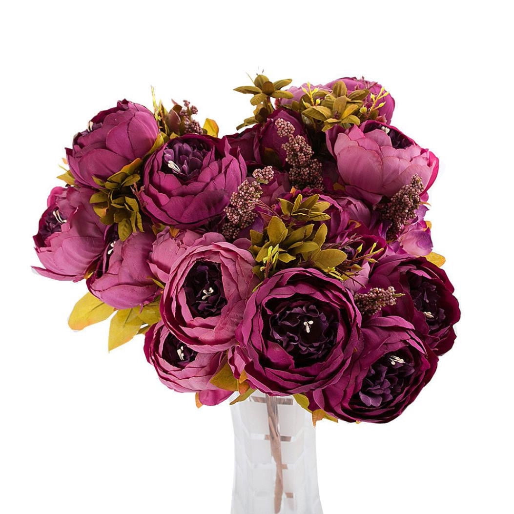 Holiday Clearance Vintage Artificial Peony Silk Flowers Bouquet for