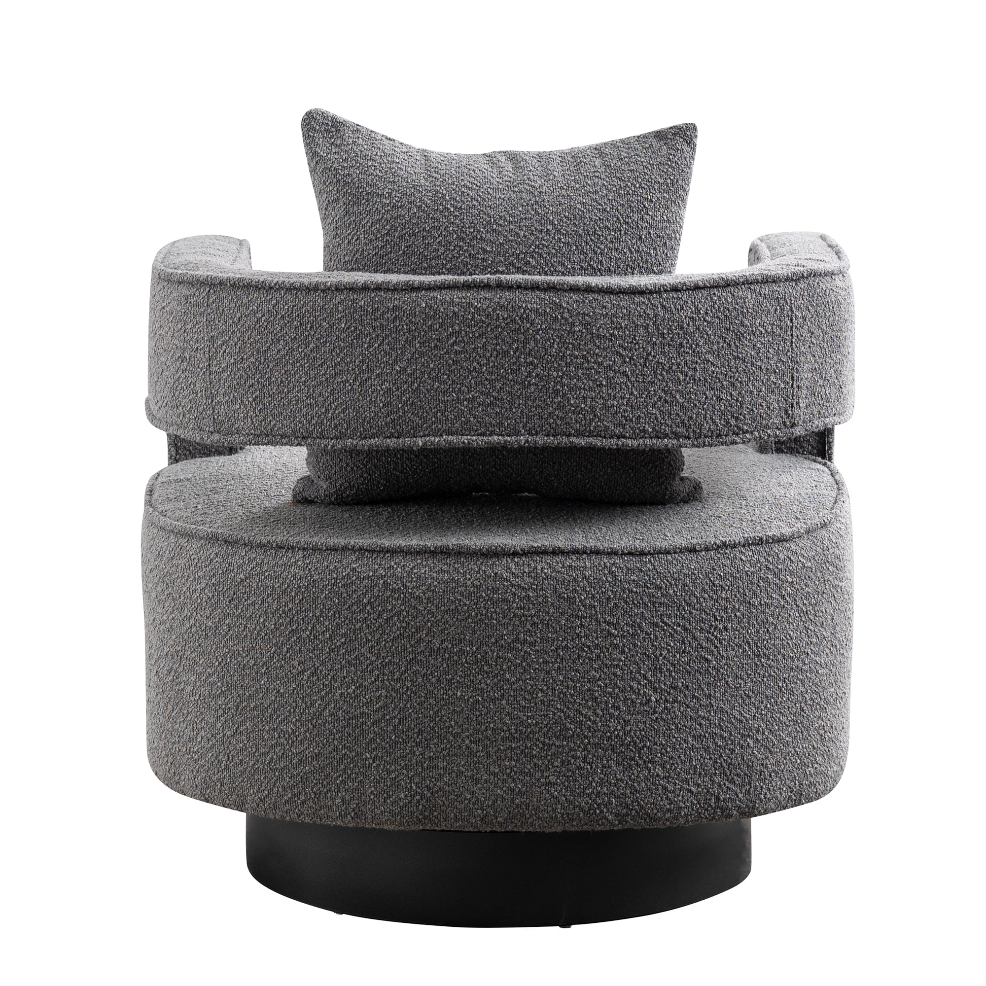 Leumius Swivel Accent Chair with Open Back,Modern Single Sofa Chair With Weathered Base for Nursery Bedroom Living Room Hotel Office, Club Chair Leisure Arm Chair for Lounge,Gray Boucle