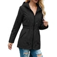 thumbnail image 7 of Waterproof Jackets for Women, Long Sleeve Hooded Windbreaker Outerwear with Drawstring Waist & Pockets, Outdoor Travel Wear | VerBelle,Black L, 7 of 7