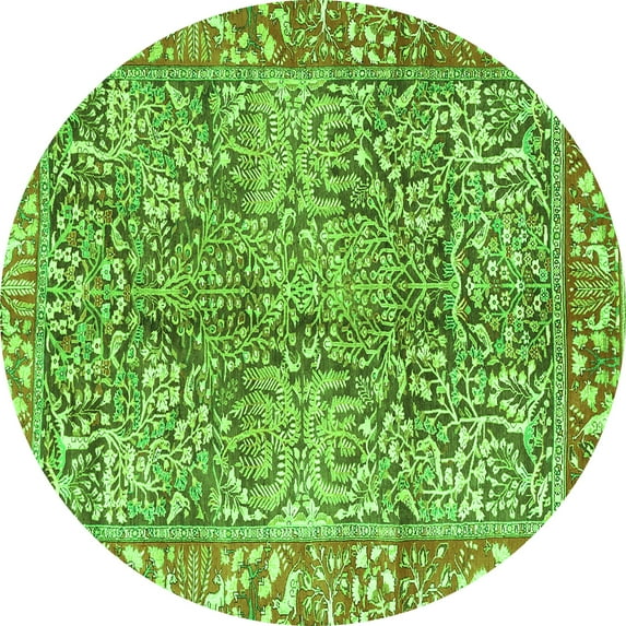 Ahgly Company Indoor Round Persian Green Traditional Area Rugs, 3' Round