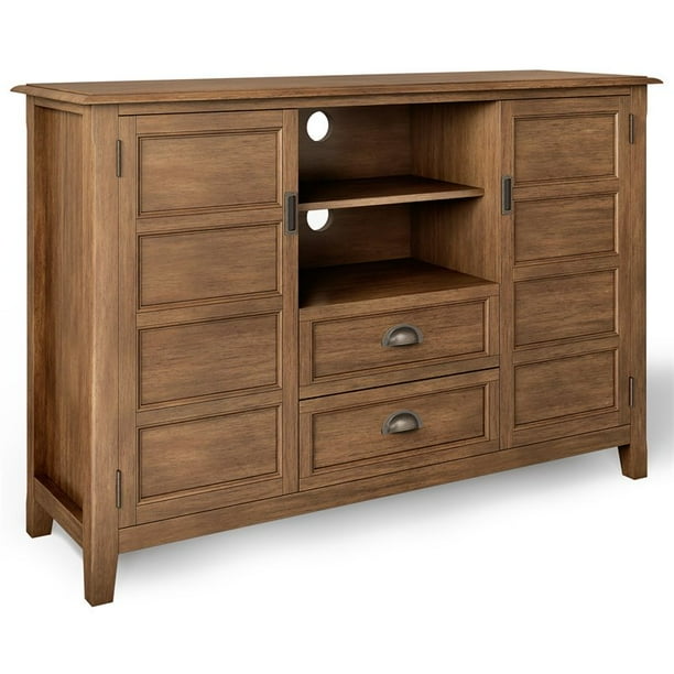 Simpli Home Burlington Solid Wood 54" Wide TV Media Stand in Natural