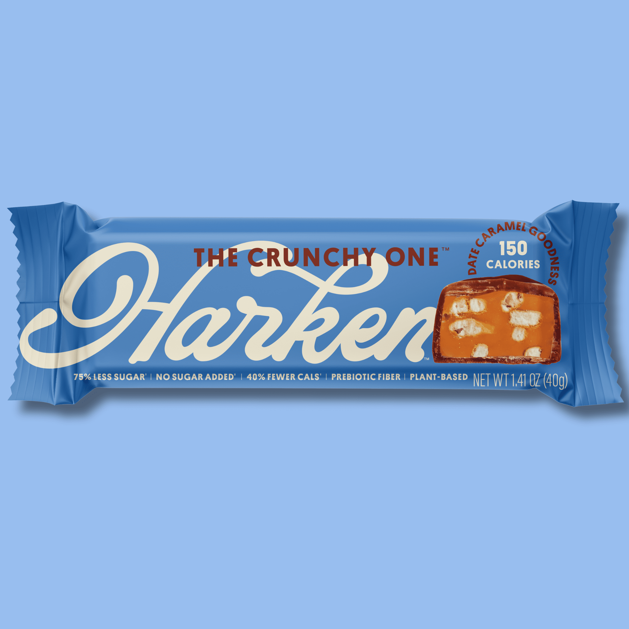 Harken, Pretzel Caramel Candy Bar, Refined Sugar Free, Hi Fiber, Low Cal, Dairy Free Snack