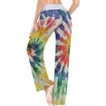thumbnail image 5 of Women's Tie Dye Rainbow Boho Pajama Pants, Casual Pajama Bottoms Lounge Pants Wide Leg, 5 of 7